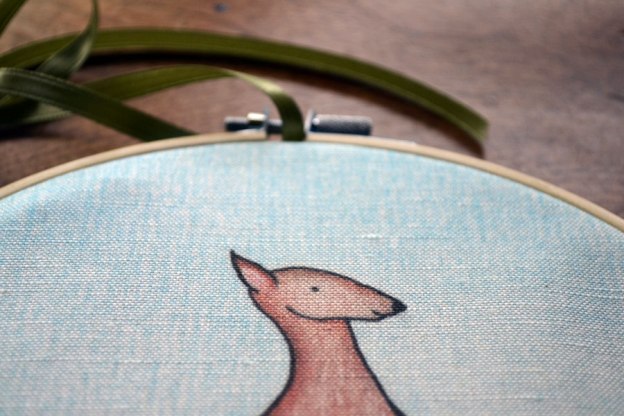 deer drawing printed on fabric