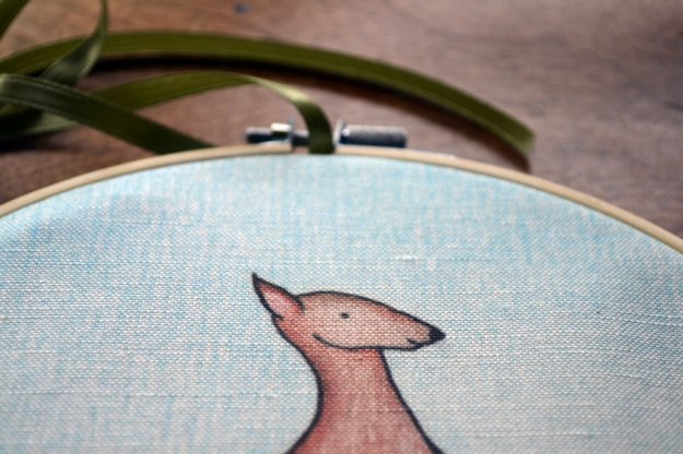 deer drawing printed on fabric
