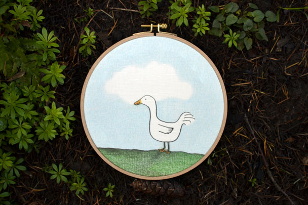 duck illustration hoop art