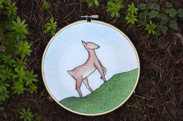 drawing print on fabric deer