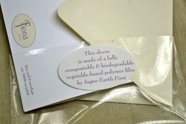 greeting card in ingeo compostable biodegradable sleeve