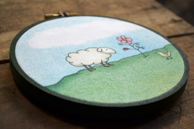 hoop art children's decor print on linen
