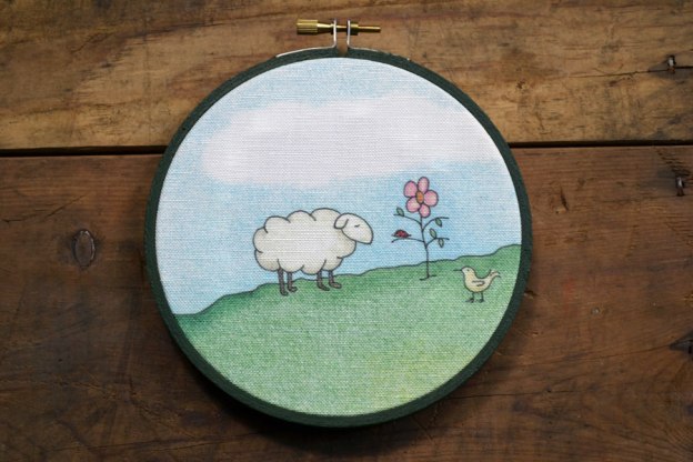 children's decor print lamb on linen
